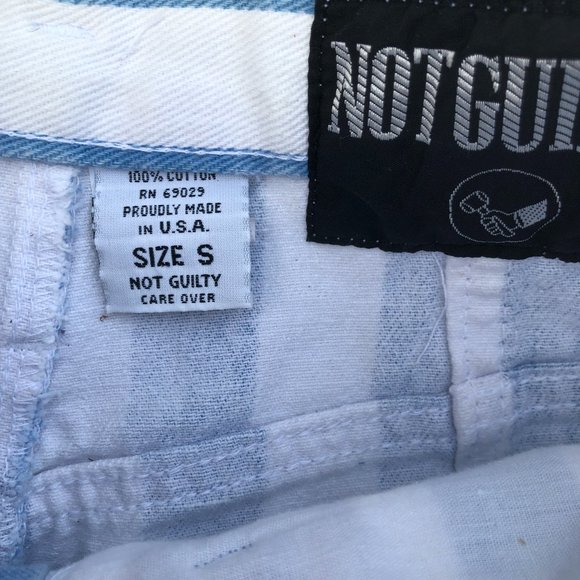 Not Guilty Cutoff Striped High Waist Fringe Jean Shorts Size S Made in USA - Picture 5 of 6